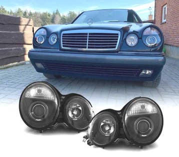 PHARES MERCEDES CLASSE E W210 95-99 ANGEL EYES FOND NOIR, Verzenden