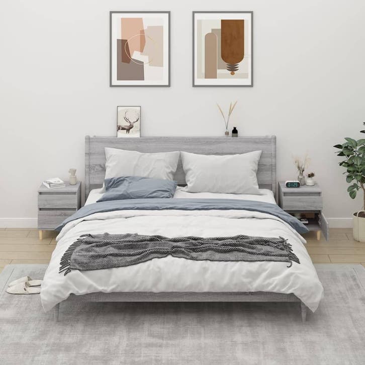 vidaXL Nachtkastjes 2 st 40x35x50 cm grijs sonoma, Maison & Meubles, Armoires | Autre, Envoi