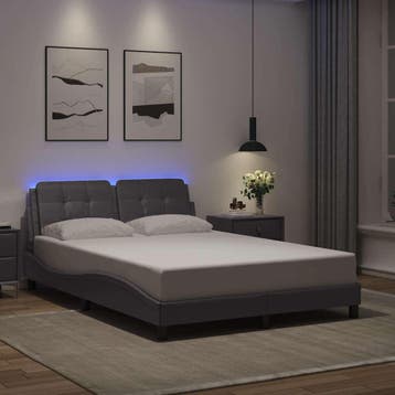 vidaXL Bedframe met LED zonder matras Zadar grijs 140x200, Verzenden