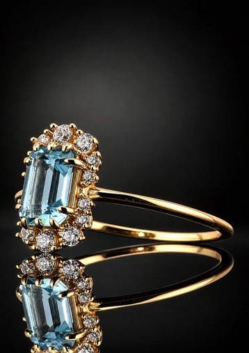 Zonder minimumprijs - Ring Blauwe topaas halo-ring - 925