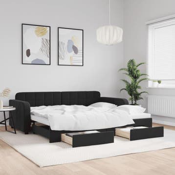 vidaXL Slaapbank met onderschuifbed en lades 90x200 cm, Verzenden, Nieuw