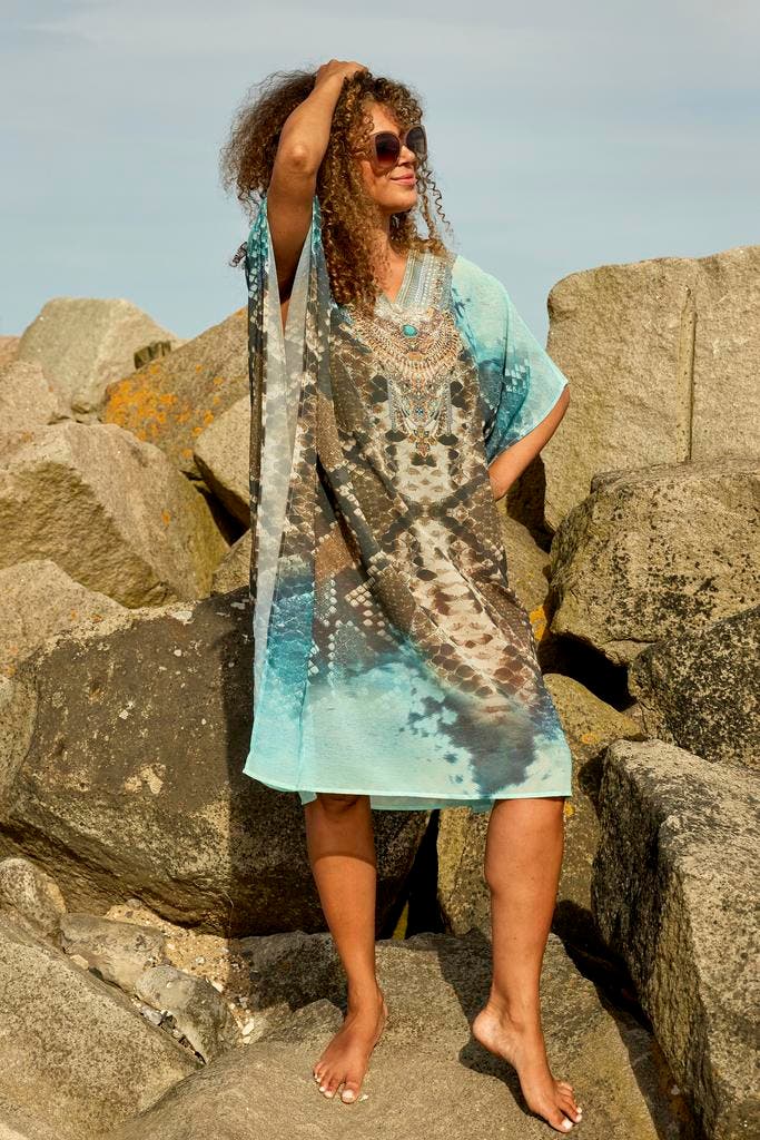 ZHENZI jurk kaftan Myri snakeS/M=42-48Maat 42/44 (L), Kleding | Dames, Jurken, Overige kleuren, Nieuw, Maat 42/44 (L), Verzenden