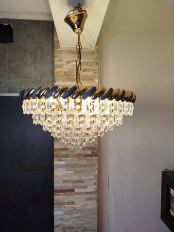 Plafondlamp - Messing, kristalstrass - Cristal-strass