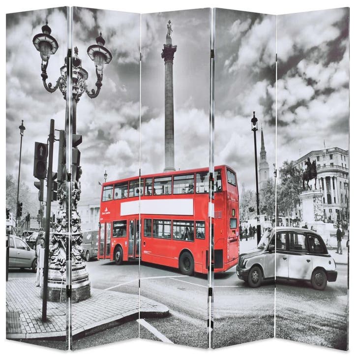 vidaXL Kamerscherm inklapbaar Londen bus 200x170 cm zwart en, Maison & Meubles, Accessoires pour la Maison | Autre, Envoi