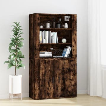 vidaXL Hoge kast bewerkt hout gerookt eikenkleurig, Verzenden, Nieuw