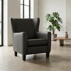 Leren fauteuil Hug - Hermes Antracite (donkergrijs) - Poten, Huis en Inrichting, Fauteuils, Nieuw, Ophalen of Verzenden, 75 tot 100 cm