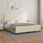 vidaXL Bedframe met hoofdbord kunstleer crèmekleurig 180x200, Verzenden