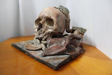 sculptuur, Vanitas in terracotta policroma, XVIII secolo -
