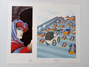 Geluck/ Will / Ptiluc / Vicomte - 6 Offset Print - Le Chat /