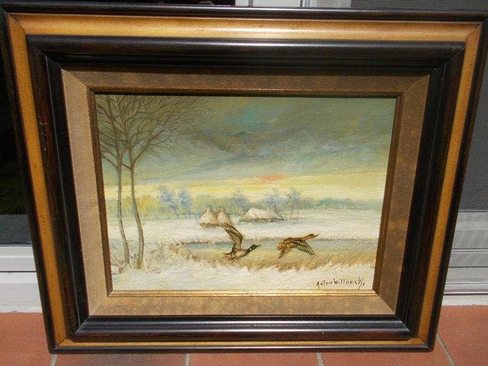 Anton Wittoeck(1931) - Overvliegende Eenden, Antiquités & Art, Art | Peinture | Classique