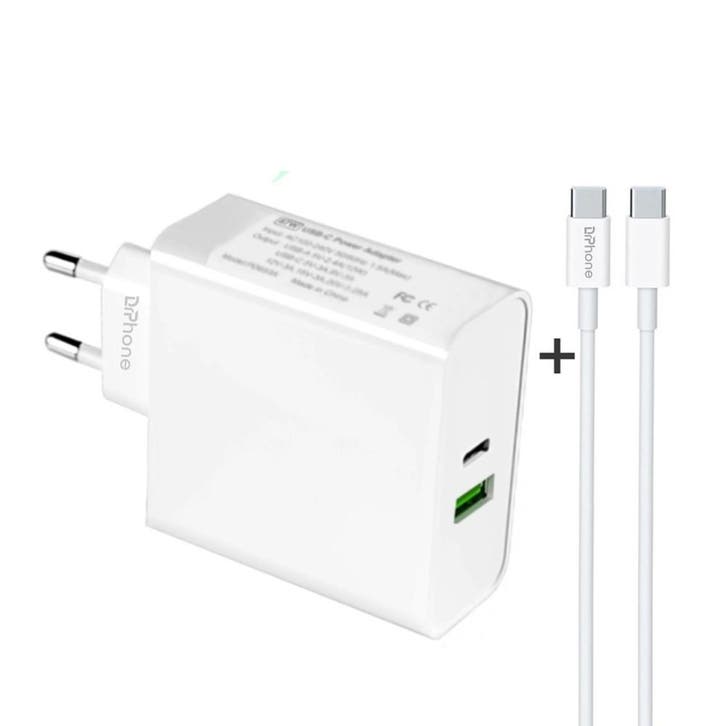 DrPhone XPC2 65 Watt Power Oplader – 2 Poorten – Inclusief, Telecommunicatie, Mobiele telefoons | Telefoon-opladers, Nieuw, Verzenden