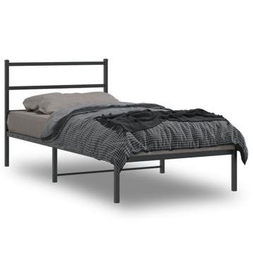 vidaXL Bedframe met hoofdbord metaal zwart 100x200 cm, Verzenden