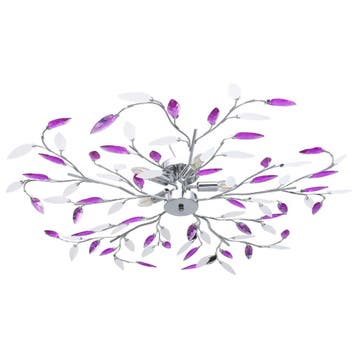 vidaXL Plafondlamp met acryl kristallen bladarmen voor 5xE14, Verzenden