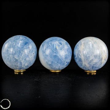Zeldzame natuurlijke blauw-calciet bolletjesset – 3