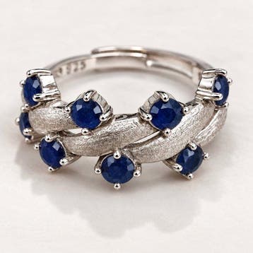 Zonder minimumprijs - Ring Zilver Saffier, Nieuw