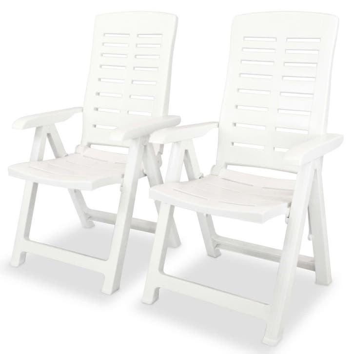 vidaXL Opklapbare ligstoelen, 2 stuks, wit plastic., Jardin & Terrasse, Chaises de jardin, Envoi