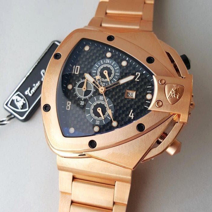 Lamborghini - SPYDER - Chronograph - Gold - Strong - New -, Handtassen en Accessoires, Horloges | Heren
