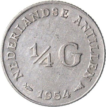 Nederlandse Antillen. 1/4 Gulden 1954 t/m 1970 compleet (lot