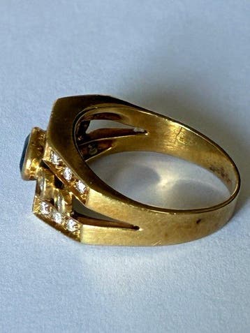 Bague - 18 carats Or jaune Saphir - Diamant, Bijoux, Sacs & Beauté, Bagues