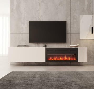 TM TV-Meubel met elektrische sfeerhaard Hearth & Home beige, Verzenden, Nieuw