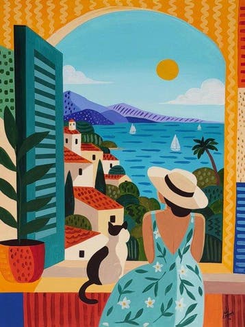 Adri Q 120 x 90 cm - Tarde de Verano: Contemplando los