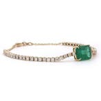 Tennis armband - 14 karaat Geel goud - 4.95ct. tw. Smaragd -