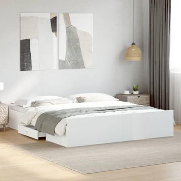 vidaXL Bedframe met lades bewerkt hout wit 180x200 cm, Huis en Inrichting, Slaapkamer | Bedden, Verzenden, Nieuw