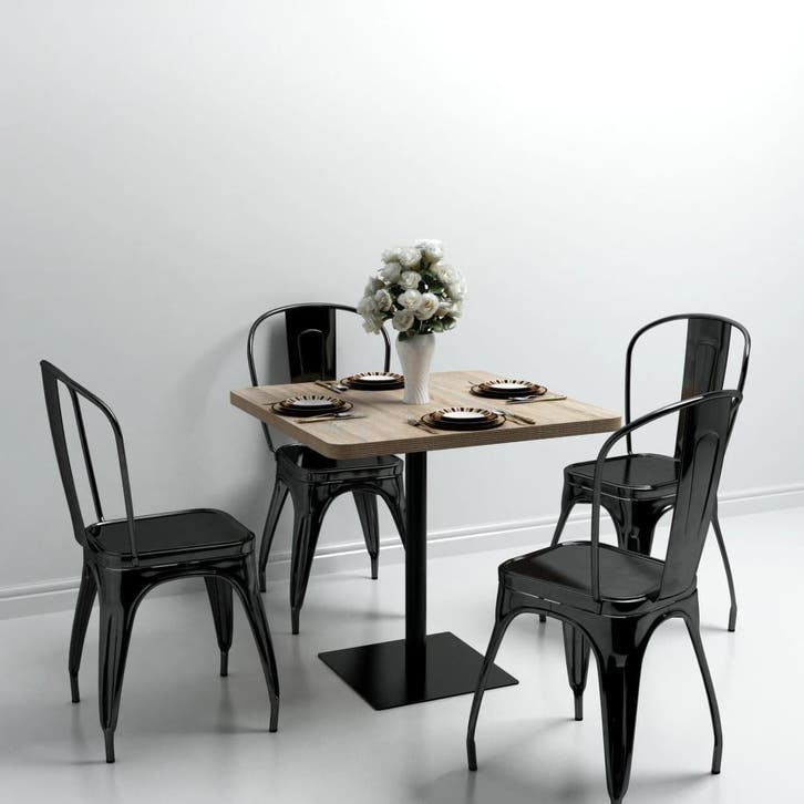 vidaXL Bistrotafel vierkant 80x80x75 cm MDF en staal, Maison & Meubles, Tables | Tables à manger, Envoi