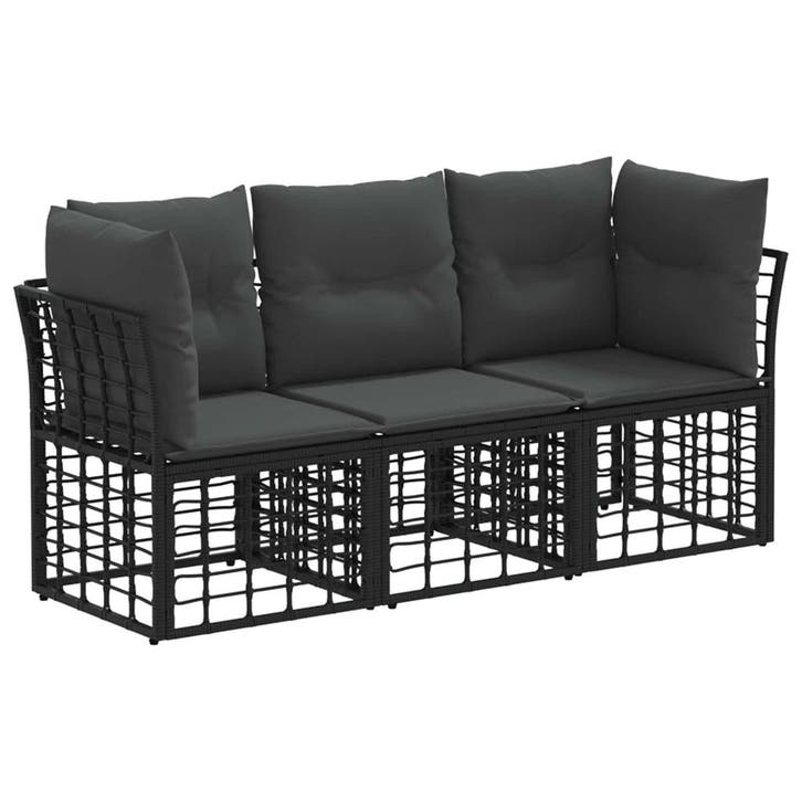 vidaXL Buiten bank set Zwart Polyester, Jardin & Terrasse, Ensembles de jardin, Envoi