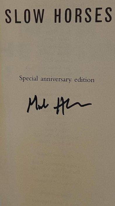 Mick Herron - Slow Horses - signed first first edition by, Antiquités & Art, Antiquités | Livres & Manuscrits