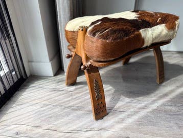 Tabouret - Cuir de veau - Cuir de vache vintage - Afrique du