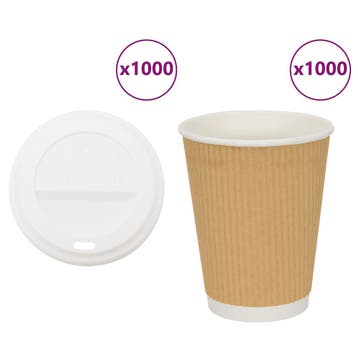 vidaXL Papieren koffiekopjes met deksel 1000 st 16oz 400 ml, Verzenden