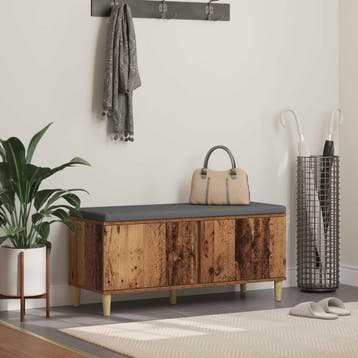 vidaXL Hallenbank Oudhout 100 x 38 x 46 cm Geengineerd Hout, Verzenden, Nieuw