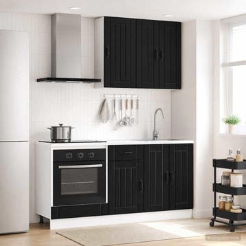 vidaXL Keukenblok LUCCA 5 st Zwart Bewerkt hout, Verzenden