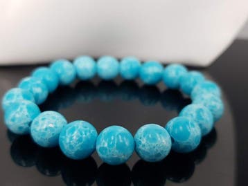 Natuurlijke Larimar-edelsteen Circuit: 14,5 - 15,5 cm -, Verzamelen