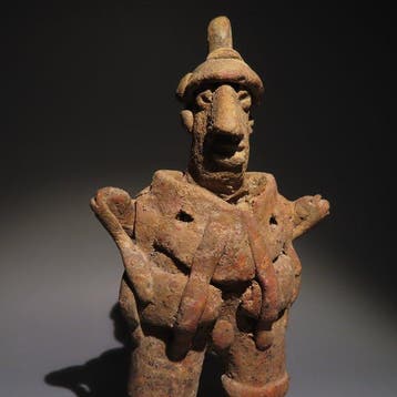 Nayarit, Mexico Terracotta Beeld van een krijger. Zeer