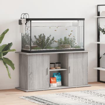 vidaXL Aquariumstandaard 121x41x58 cm bewerkt hout grijs, Dieren en Toebehoren, Verzenden, Nieuw