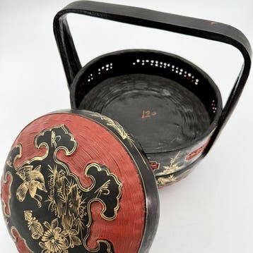Chinese Gelakt Bamboe Ceremoniële Draagmand - Decoratie in