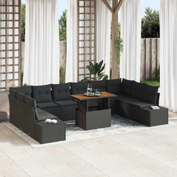 vidaXL Tuinbank Set 11 st Zwart en Bruin, Verzenden, Nieuw