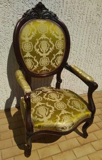 Fauteuil - Walnoot, Antiek en Kunst