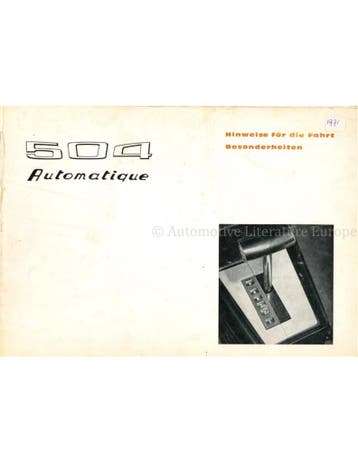 1971 PEUGEOT 504 AUTOMATIQUE INSTRUCTIEBOEKJE DUITS
