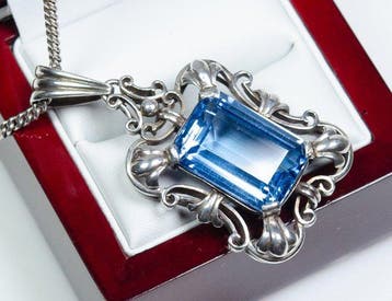 - 800 zilver - blauwe spinel - XL - Ketting met hanger