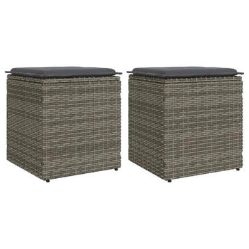 vidaXL Tuinkrukken met kussens 2 st 40x40x43 cm poly rattan, Verzenden, Nieuw