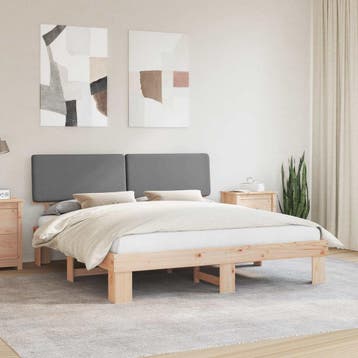vidaXL Bedframe met Gevoerde Hoofdbord Lichtgrijs 180 x 200, Huis en Inrichting, Slaapkamer | Bedden, Verzenden, Nieuw