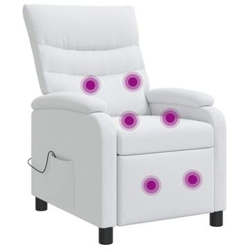 vidaXL Massage Relaxstoel Wit Stof, Verzenden, Nieuw