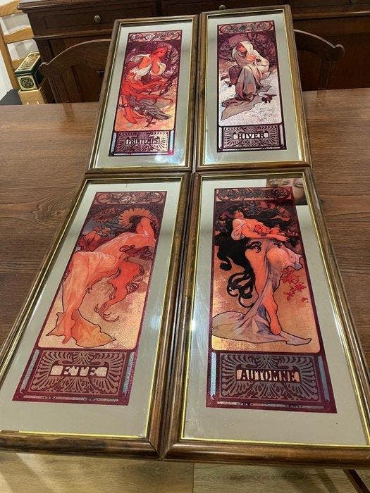 (After) Alphonse Mucha The four seasons series - Spiegel, Antiquités & Art, Curiosités & Brocante