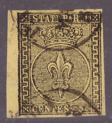 Anciens états italiens - Parme 1852 - 5, 10 et 25 centimes,, Postzegels en Munten, Gestempeld