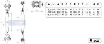 Spanschroef draadspanner M8 Din1478 gaffel gaffel, Verzenden, Nieuw