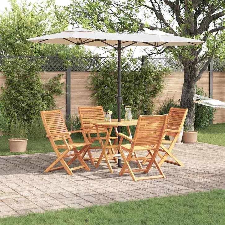 vidaXL Tuin Eettafel Set 5 st Bruin Massief Acacia Hout, Tuin en Terras, Tuinsets en Loungesets, Nieuw, Verzenden