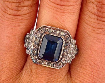 Zonder minimumprijs - Ring - 9 kt. Roségoud, Zilver Saffier, Nieuw
